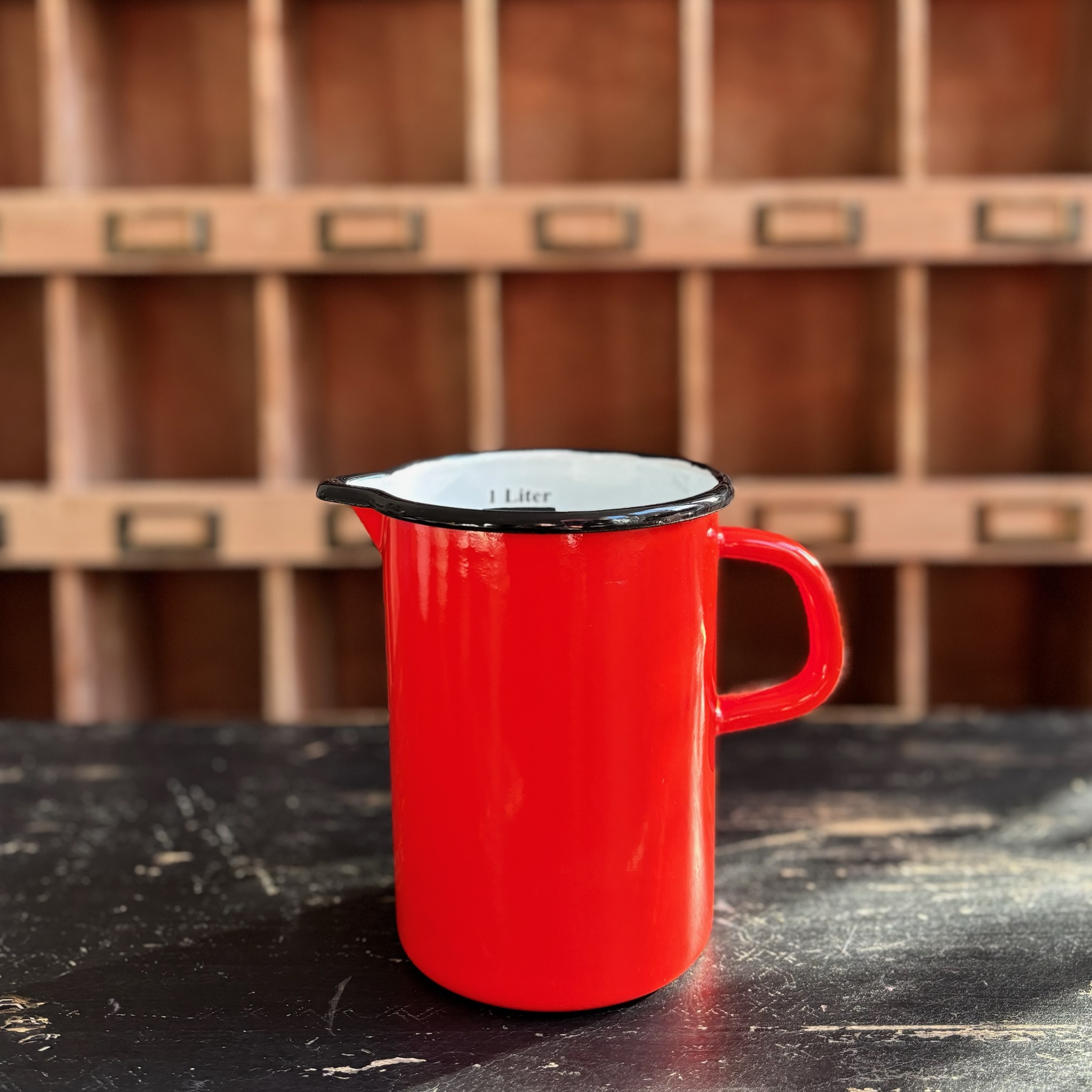 Red Enamel Jug Amo & Pax